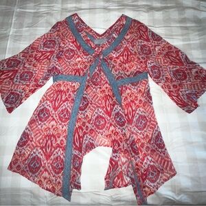 DOUBLE D RANCH Womens Sheer Colorful Tunic